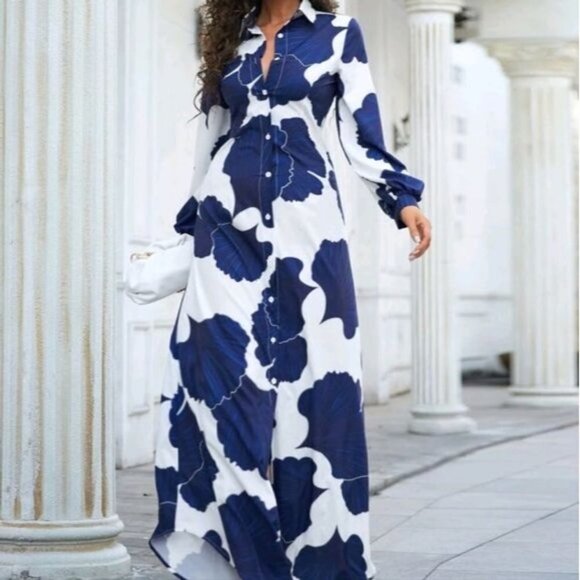 BOHEMIAN PREMIUM BRAND AND QUALITY PLANTS PATTERN SHIRT STYLE MAXI DRE… - Picture 5 of 9